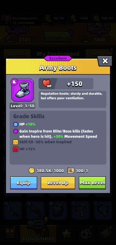 An image of the Army boots in Survivor.io