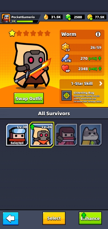 An image showing the main character screen in Survivor.io