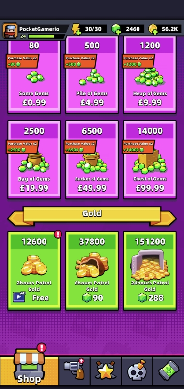 An image showing where you can earn gold by watching an ad in Survivor.io