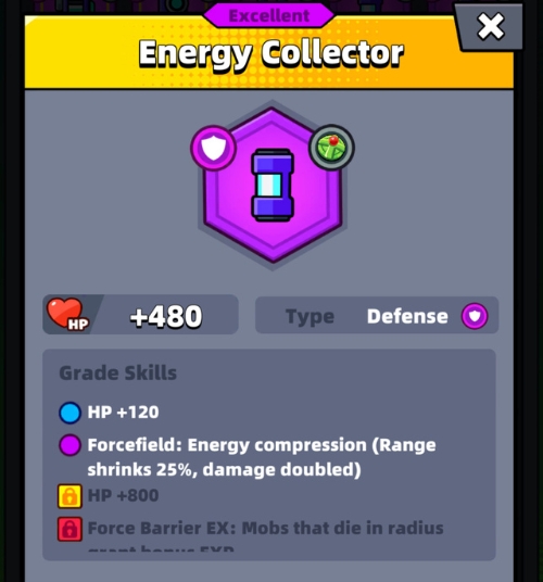 An image showing the Energy Collector tech part in Survivor.io