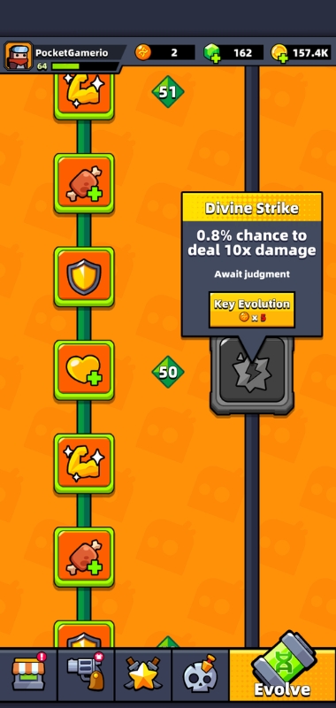 An image showing the Divine Strike skill from the evolve table in Survivor.io