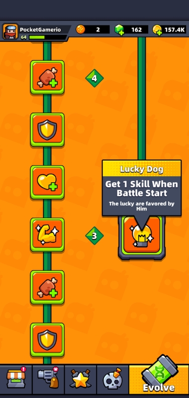 An image showing the Lucky Dog skill from the evolve table in Survivor.io