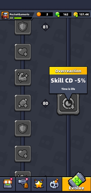 An image showing the Overreaction skill from the evolve table in Survivor.io