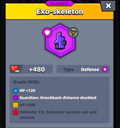 An image showing the Exo-skeleton tech part in Survivor.io