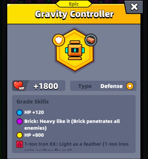 An image showing the Gravity Controller tech part in Survivor.io