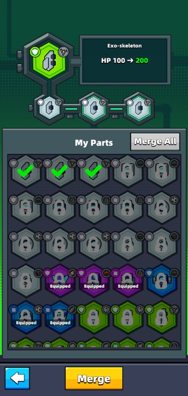 An image showing what equipment is needed to merge a tech part from standard to good