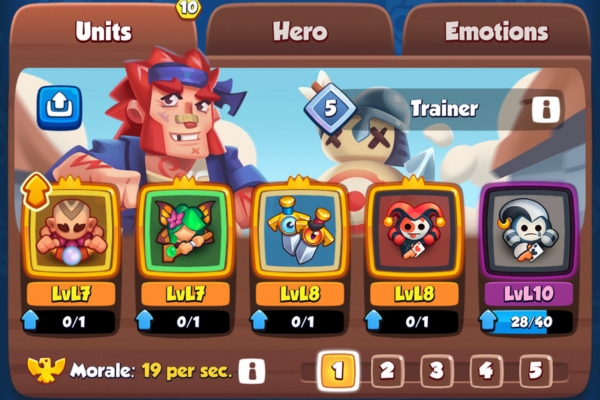 An image showing a strong Monk deck in Rush Royale