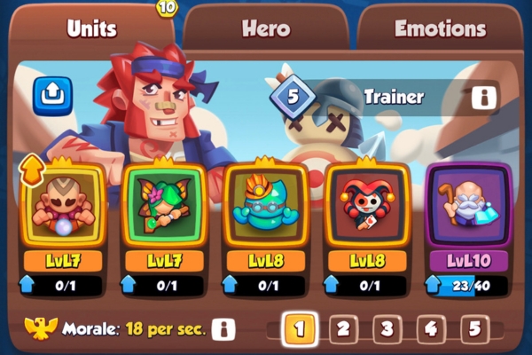 An image showing a strong Monk deck in Rush Royale