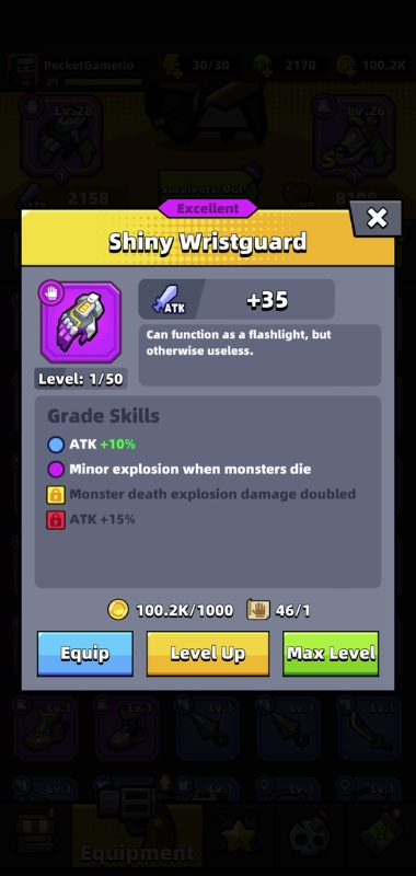 An image of the Shiny Wristguard in Survivor.io