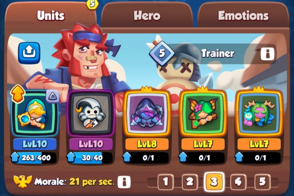 An image showing a strong Summoner deck in Rush Royale