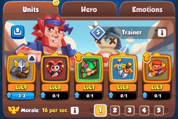 An image showing a strong Trapper deck in Rush Royale