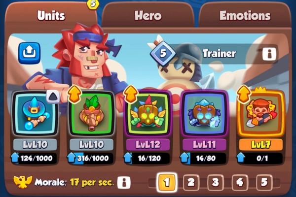 An image showing a strong Trapper deck in Rush Royale