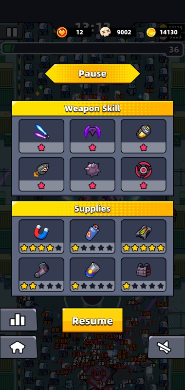 An image showing weapon skills and supplies in Survivor.io