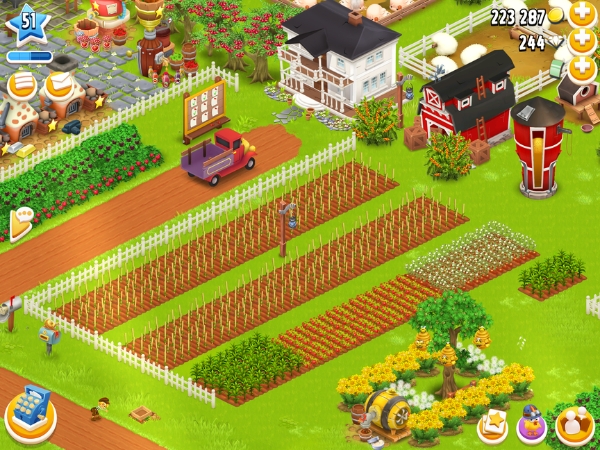 An image showing where your coin balance can be viewed on Hay Day