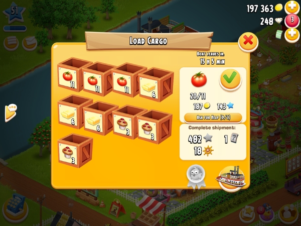 An image showing boat orders on Hay Day