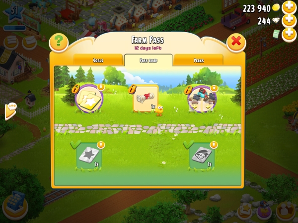 An image showing expansion permits in the farm pass rewards on Hay Day