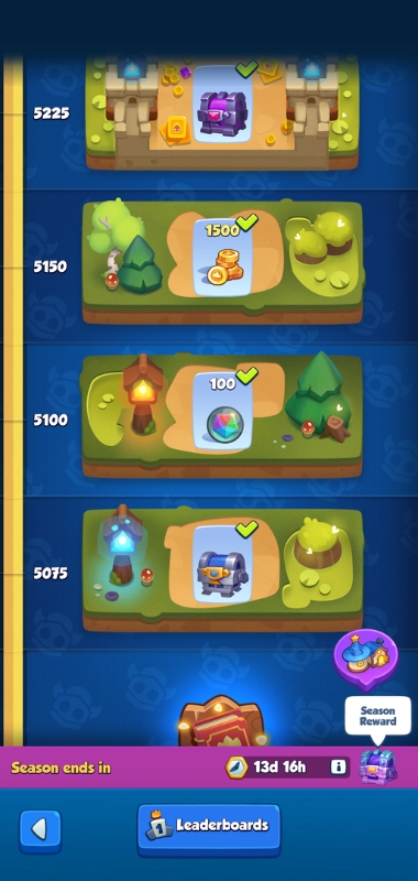 An image showing faction cores in the PvP ladder in Rush Royale