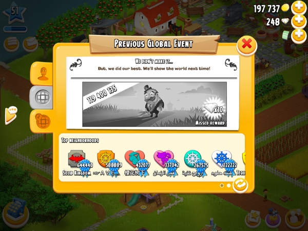 An image showing the global events page on Hay Day