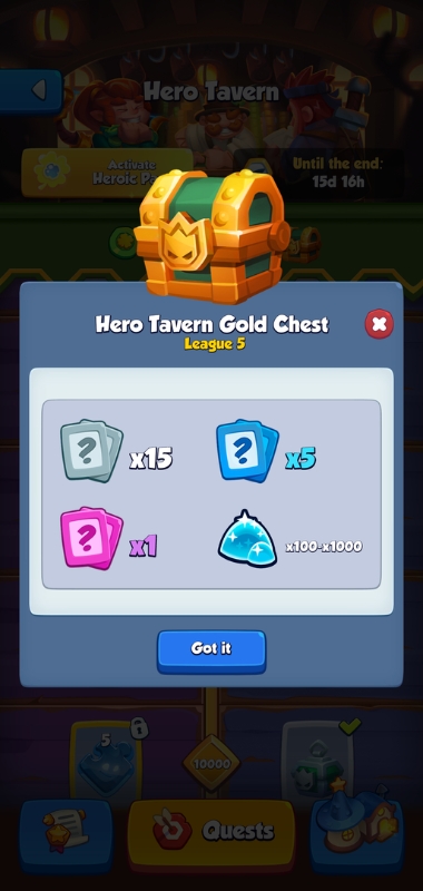 An image showing the hero tavern chest in Rush Royale