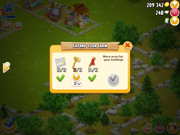 An image showing the items required to expand your farm on Hay Day