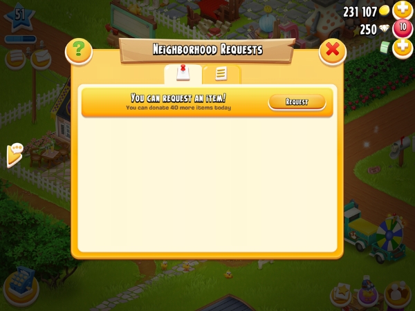 An image showing neighborhood requests on Hay Day