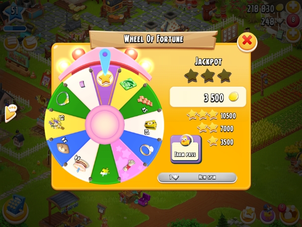 An image showing the Wheel of Fortune on Hay Day