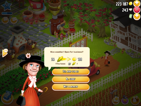 An image showing a visitor buying goods from your farm on Hay Day