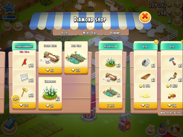 An image showing bundles in the shop on Hay Day