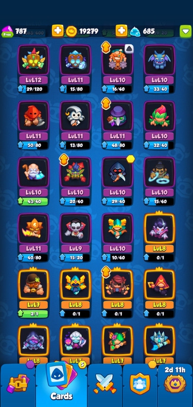 An image showing troop cards in Rush Royale