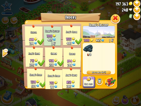 An image showing a truck order on Hay Day