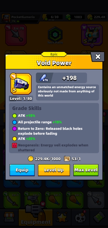 An image showing the Void Power weapon in Survivor.io