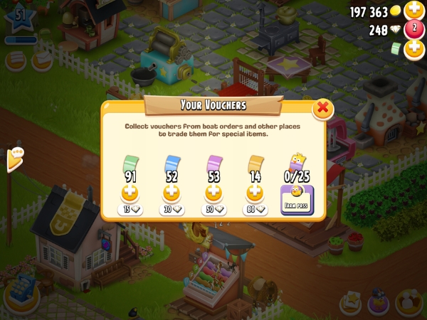 An image showing the voucher overview in Hay Day