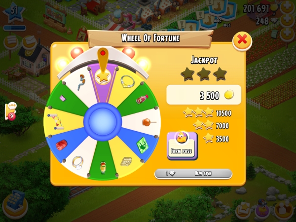 An image showing the Wheel of Fortune on Hay Day