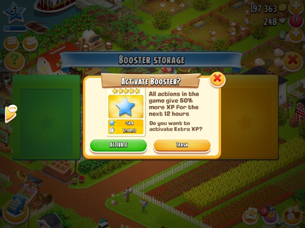 An image showing the XP booster on Hay Day