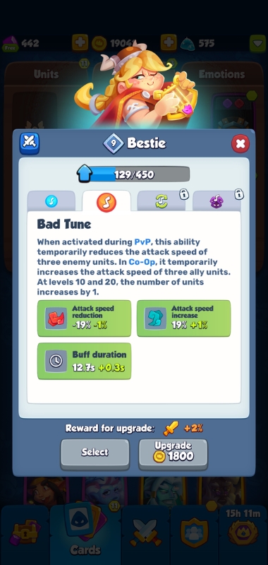 An image showing the Bad Tune ability in Rush Royale