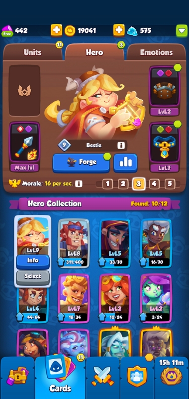 An image showing the Bestie Hero Card in Rush Royale