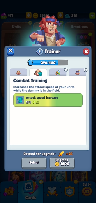 An image showing the Combat Training ability in Rush Royale