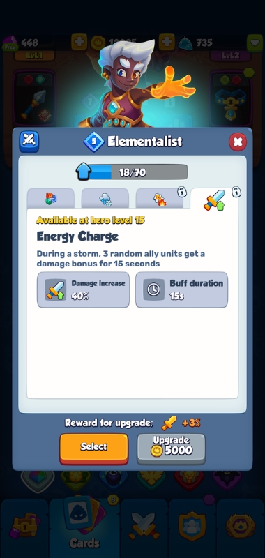 An image showing the Energy Charge skill in Rush Royale