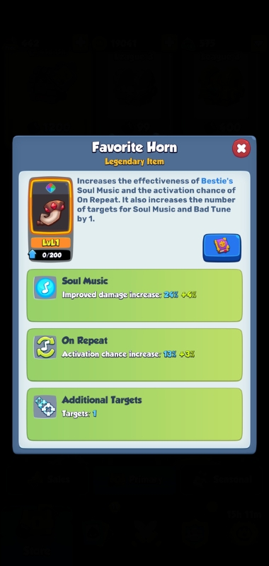 An image showing the Favorite Horn on Rush Royale