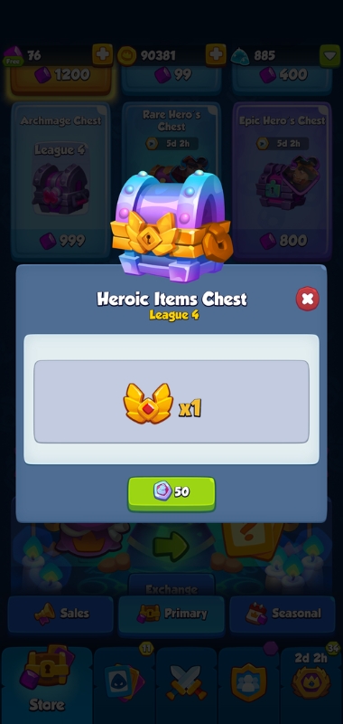 An image showing the Heroic Items Chest on Rush Royale