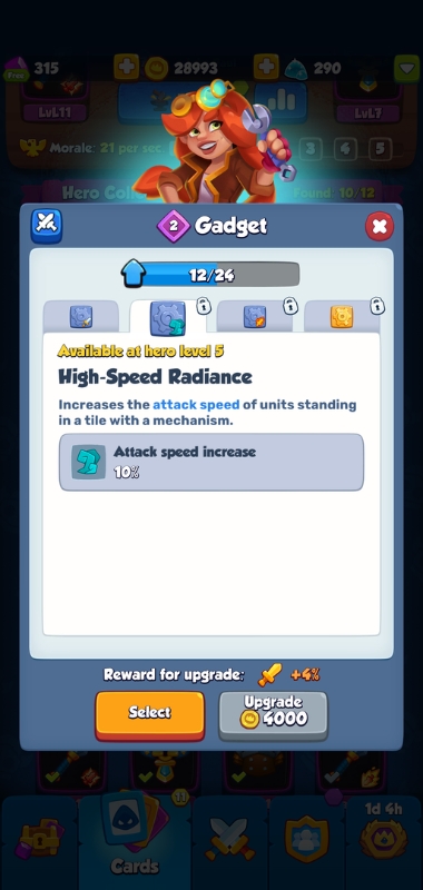 An image showing the High Speed Radiance ability in Rush Royale