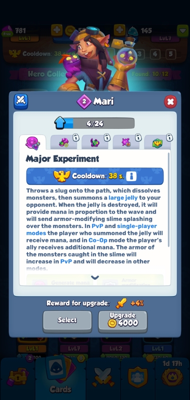 An image showing the Major Experiment skill in Rush Royale