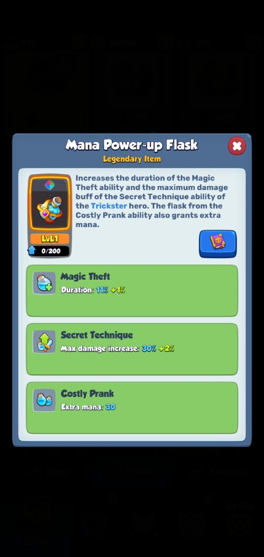 An image showing the Mana Power-up Flask on Rush Royale