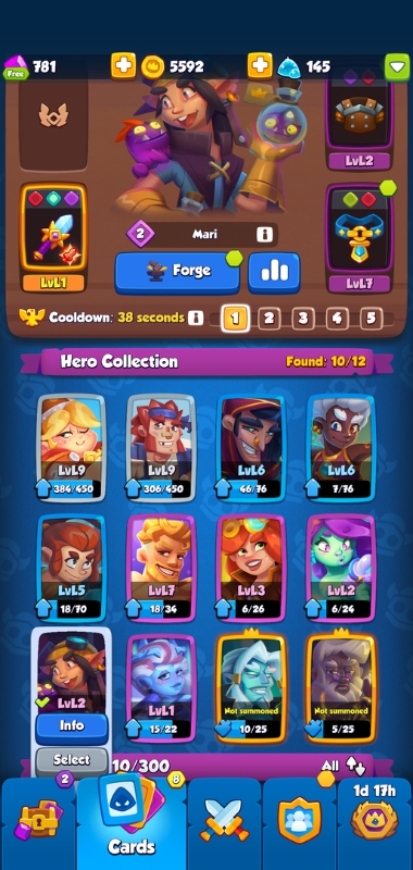 An image showing the Mari Hero Card in Rush Royale