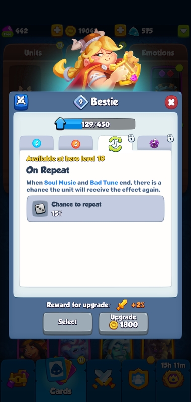 An image showing the On Repeat ability in Rush Royale