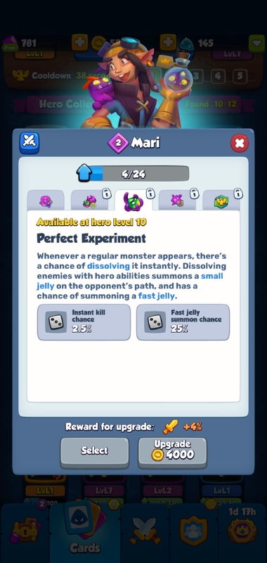 An image showing the Perfect Experiment skill in Rush Royale