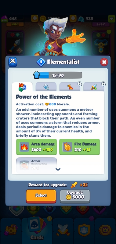 An image showing the Power of the Elements skill in Rush Royale