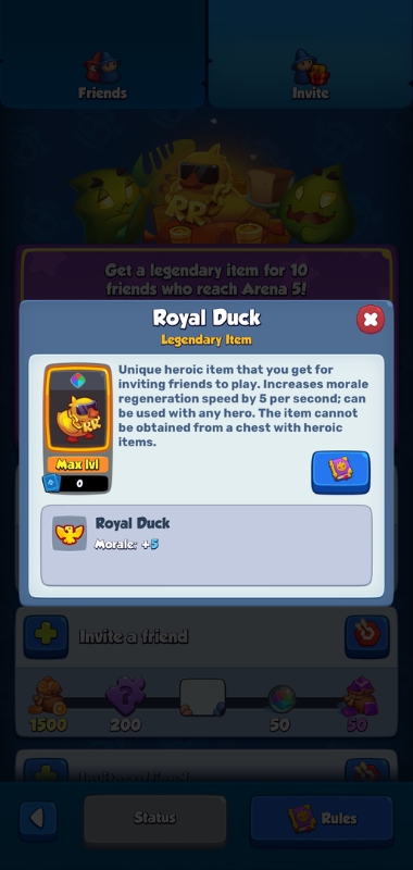 An image showing the Royal Duck item on Rush Royale