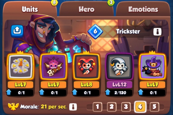 An image showing a Shaman Witch support deck in Rush Royale