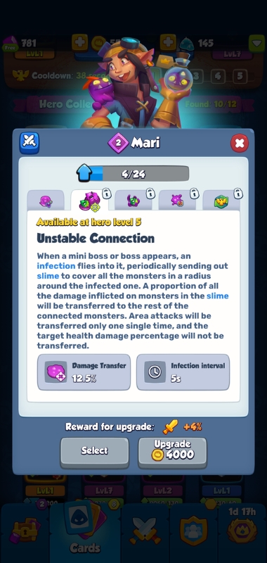 An image showing the Unstable Connection skill in Rush Royale